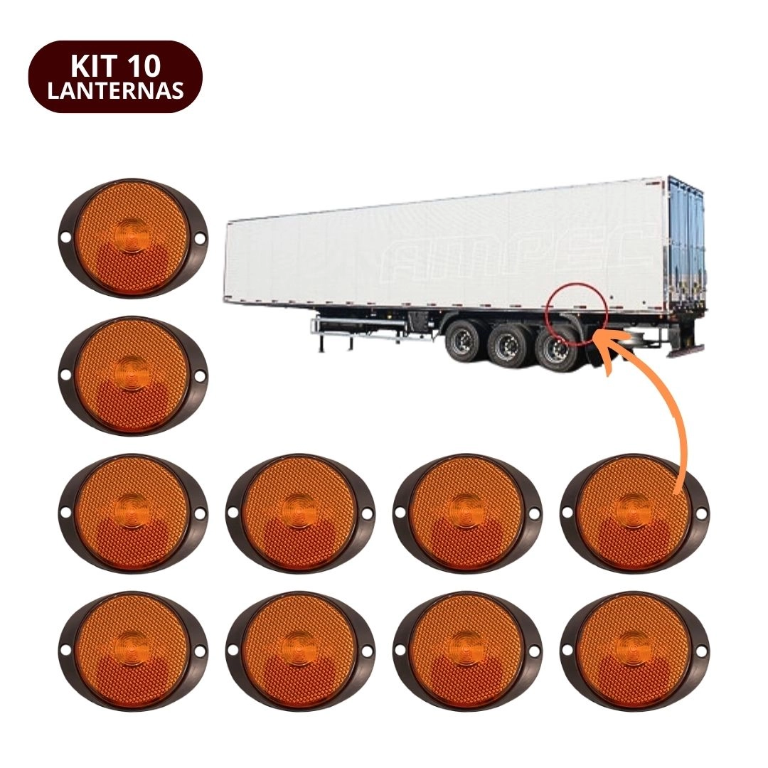 Kit 10 Lanternas Lateral Led Caminhão Carreta Frontal Amarela Kit 10 Lanternas Lateral Led Caminhão Carreta Frontal Amarela