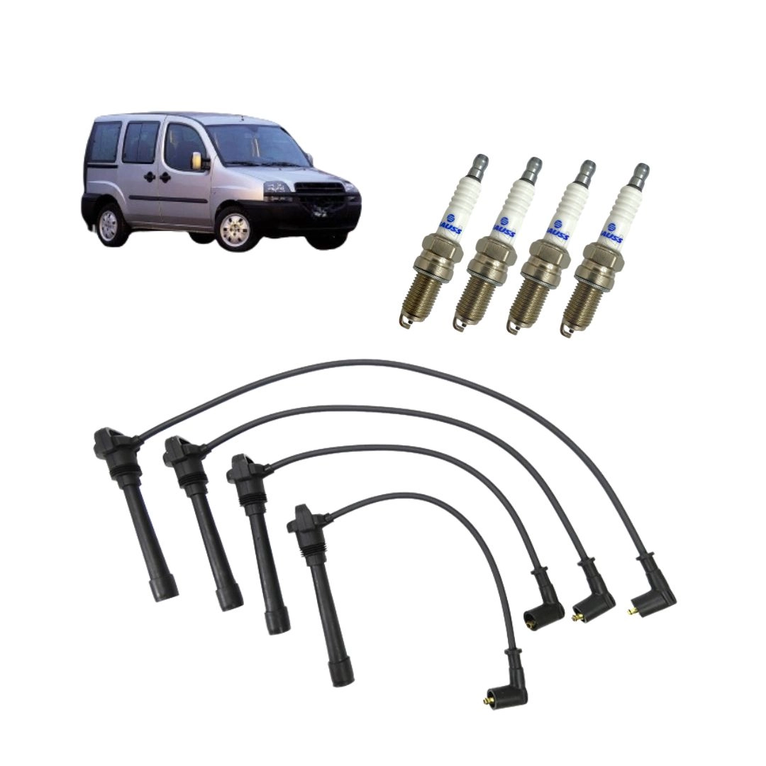 Kit Cabo Ignição e  Vela Fiat Palio Siena Doblo Gauss 