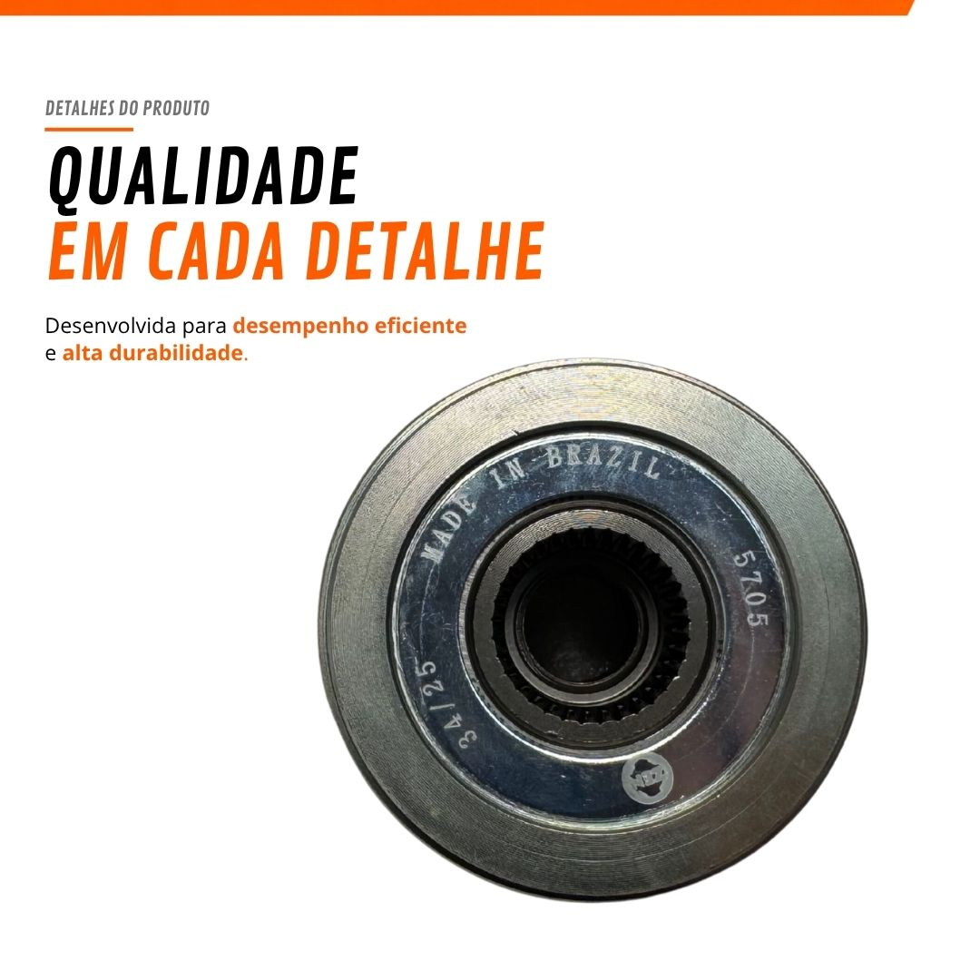 Polia Roda Livre do Alternador Denso 7 Filetes Para Toyota Hilux 2.7 Flex e Gasolina Tacoma 2.7 Zen Polia Roda Livre do Alternador Denso 7 Filetes Para Toyota Hilux 2.7 Flex e Gasolina Tacoma 2.7 Zen