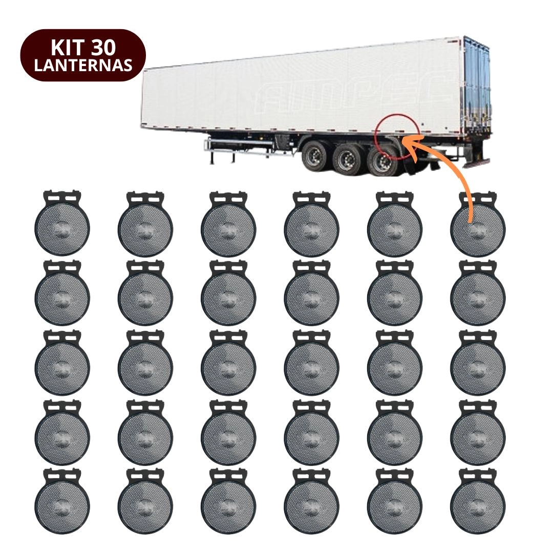 Kit 30 Lanternas Lateral Led Caminhão Carreta Com Suporte Cristal P