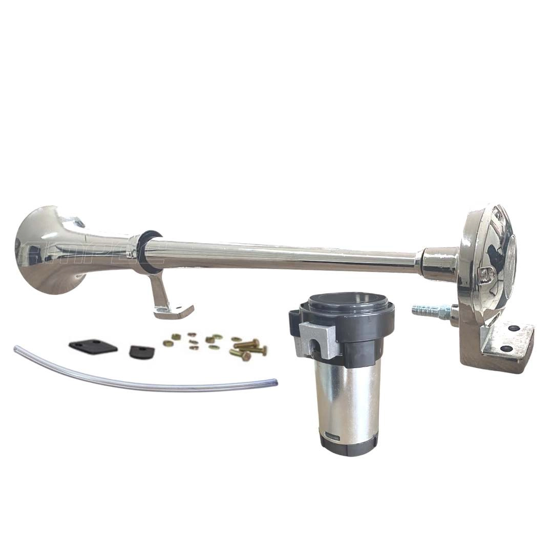 Buzina Caminhão Marítima Navio Cromada 45cm 12V C/Compressor Buzina Caminhão Marítima Navio Cromada 45cm 12V C/Compressor