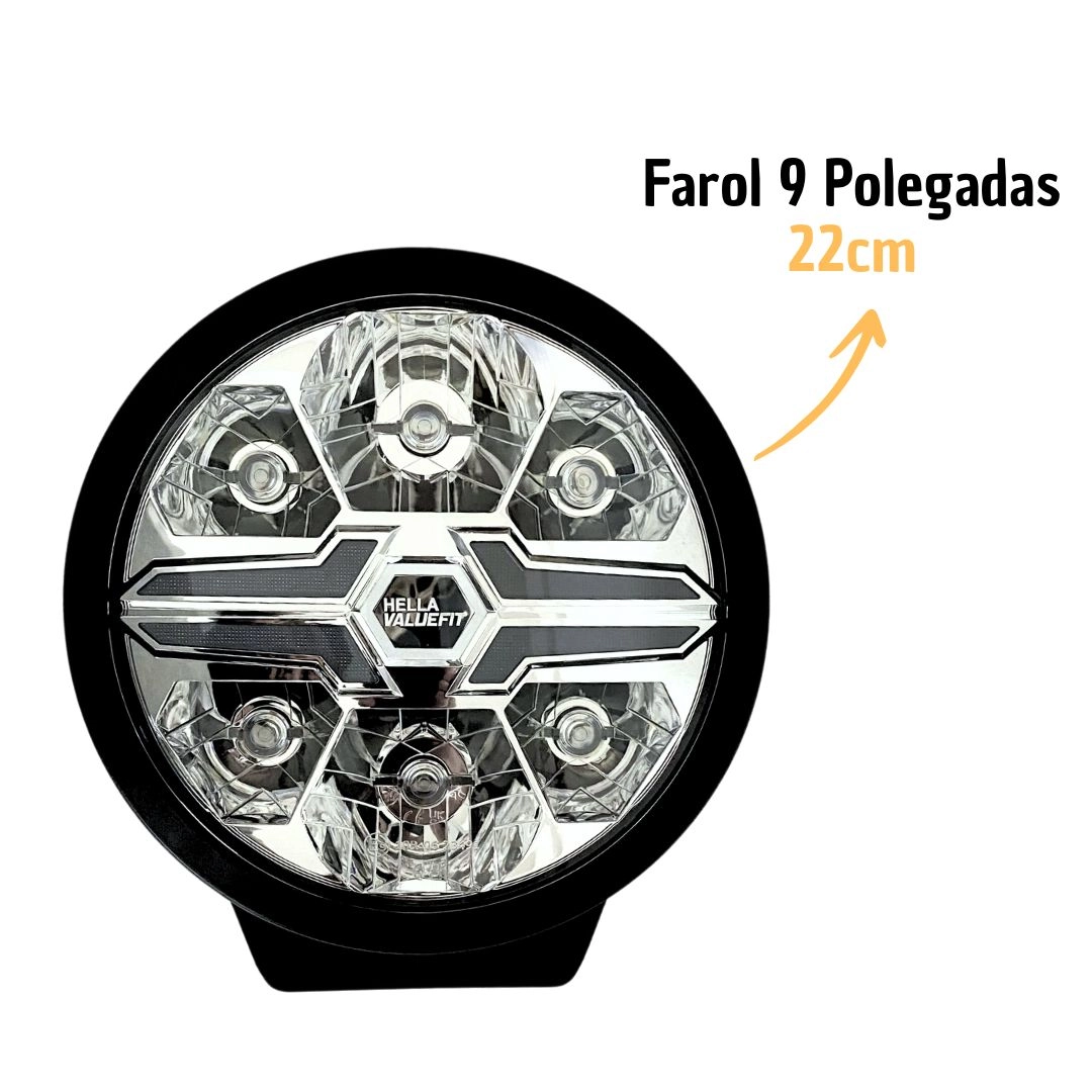 Farol Auxiliar Hella Valuefit Black LED 9" DRL Branco/Âmbar
