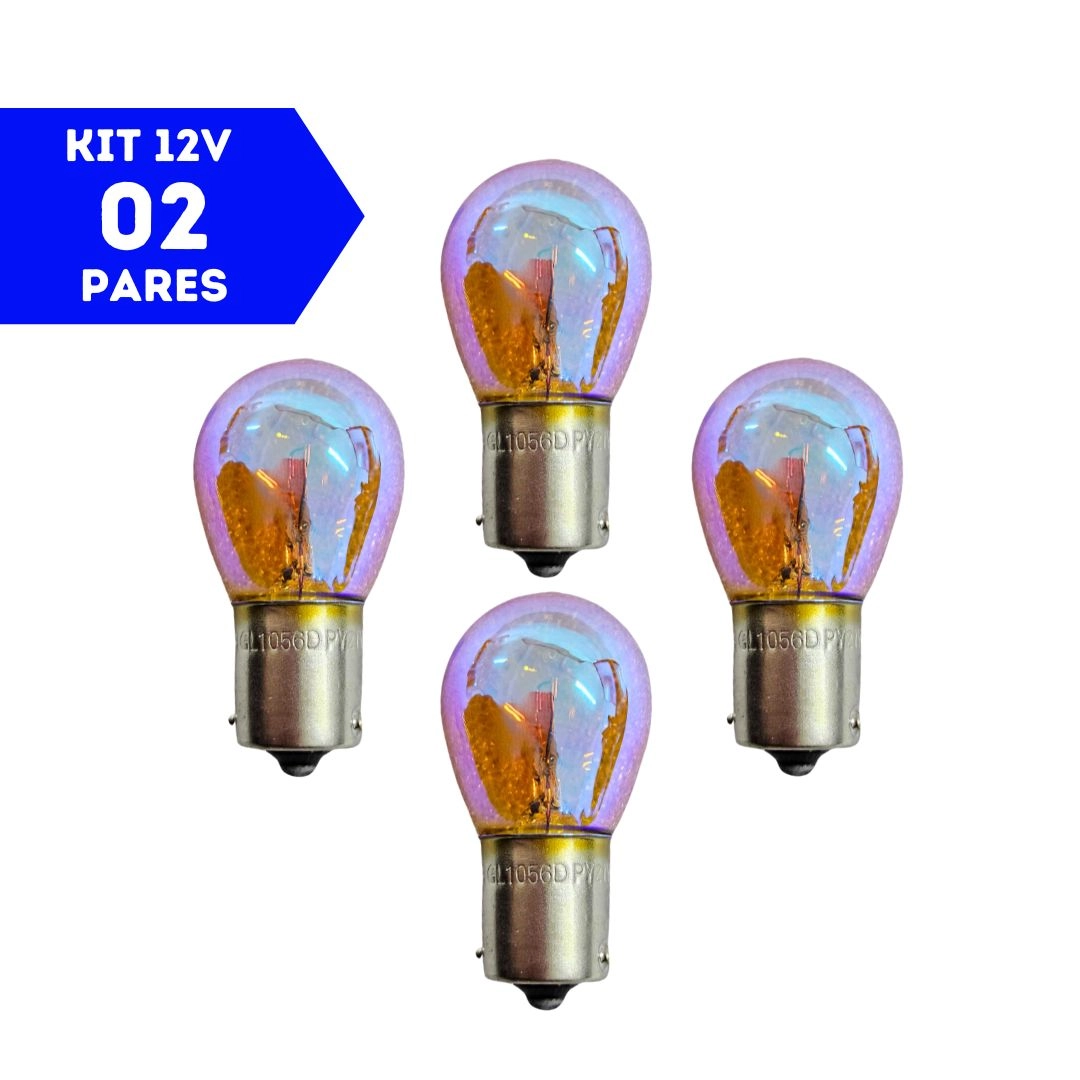 Kit 4 Lâmpadas Diadem 7507 PY21W 12V Pisca Azul Cor Âmbar Kit 4 Lâmpadas Diadem 7507 PY21W 12V Pisca Azul Cor Âmbar
