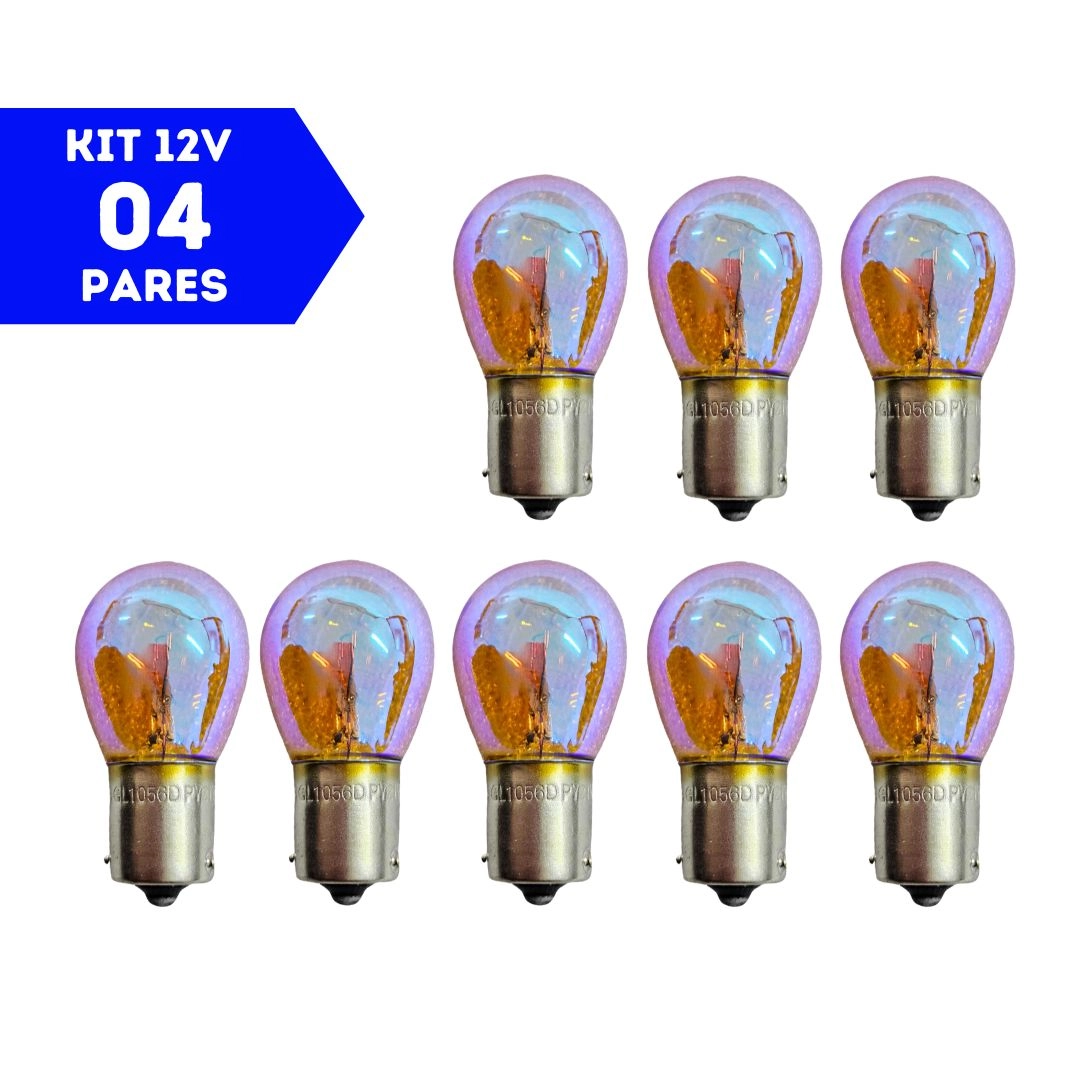 Kit 8 Lâmpadas Diadem 7507 PY21W 12V Pisca Azul Cor Âmbar Kit 8 Lâmpadas Diadem 7507 PY21W 12V Pisca Azul Cor Âmbar