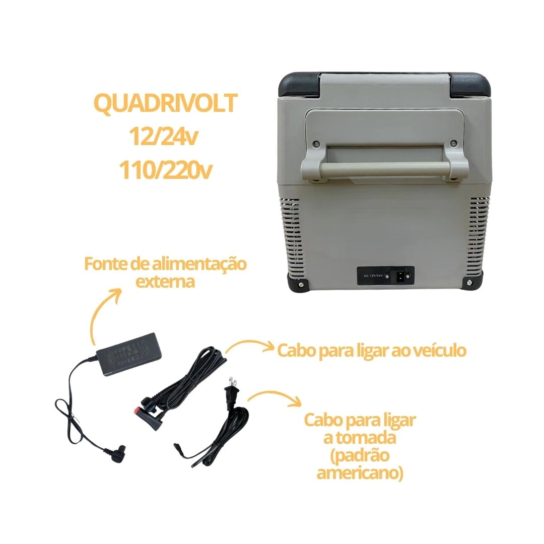 Geladeira 35 Litros 12V/24V 110v/220v Caminhão Ônibus Van Geladeira 35 Litros 12V/24V 110v/220v Caminhão Ônibus Van
