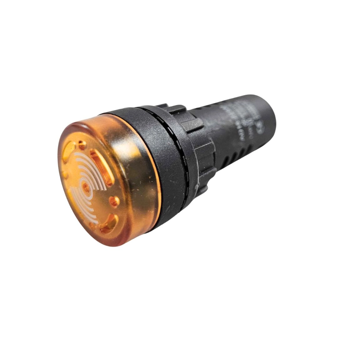 Alarme Sonoro Buzzer Sinaleiro LED Amarelo Ambar 22mm 12Vdc
