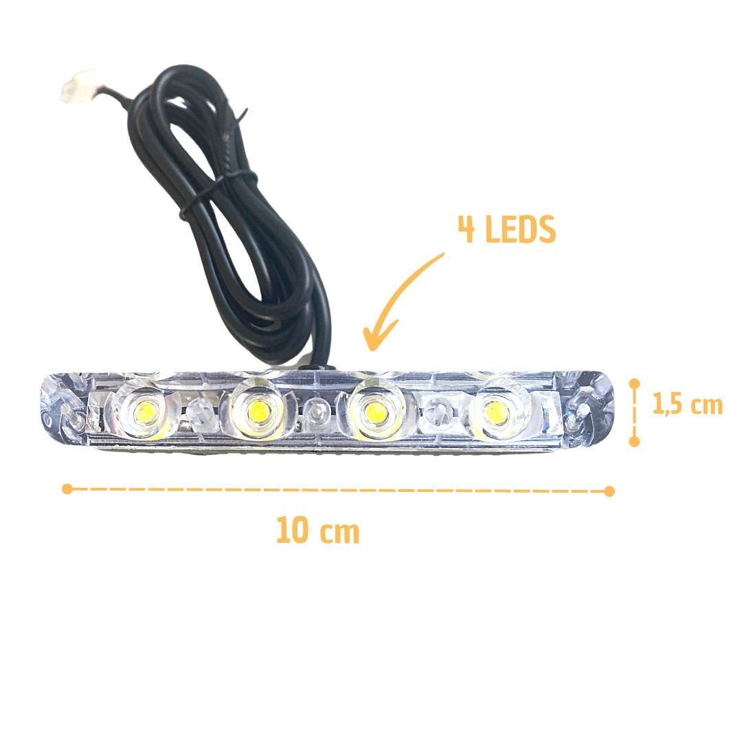 Kit Strobo Branco Ultra Forte Motos Viaturas 4 Barras 4 Leds Kit Strobo Branco Ultra Forte Motos Viaturas 4 Barras 4 Leds