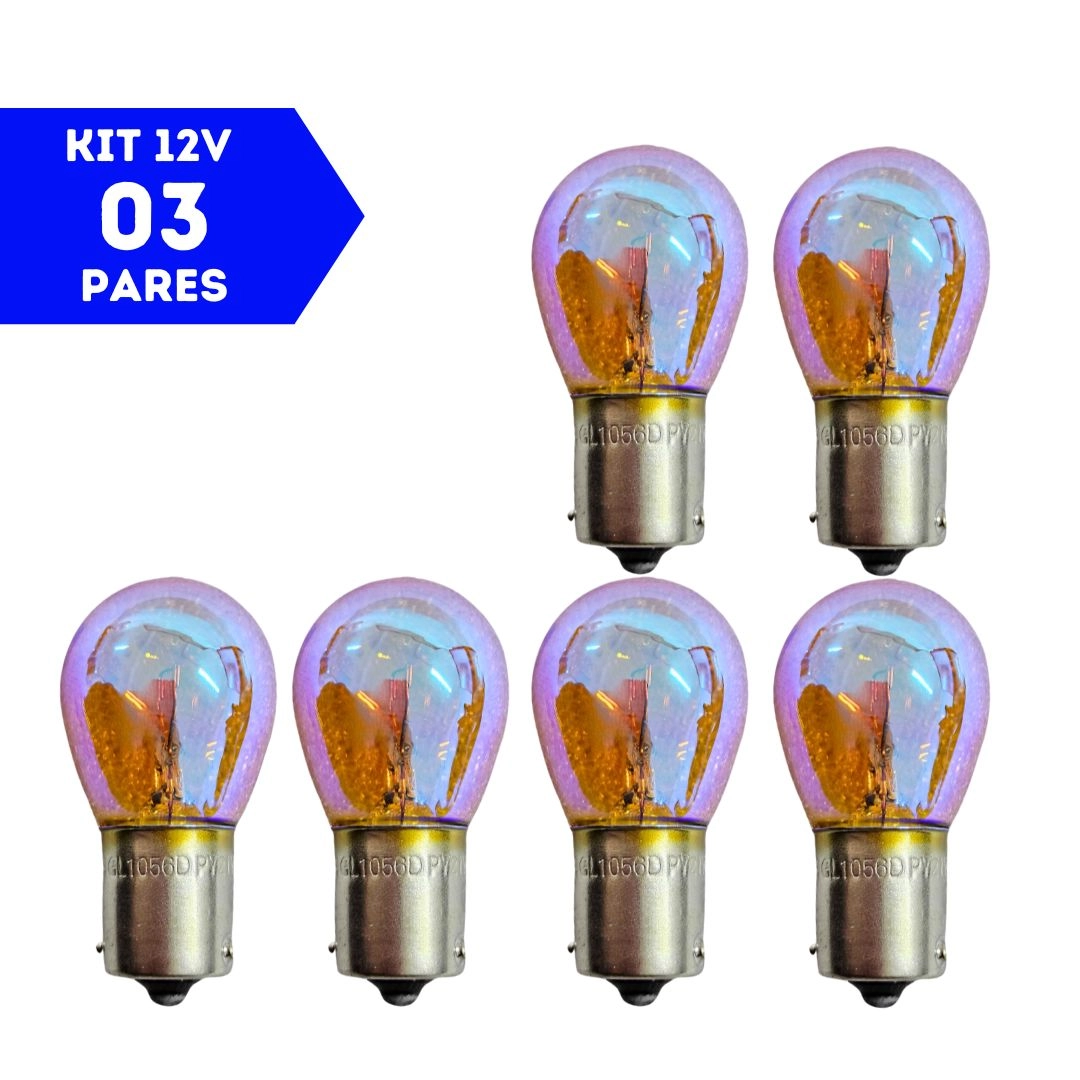 Kit 6 Lâmpadas Diadem 7507 PY21W 12V Pisca Azul Cor Âmbar Kit 6 Lâmpadas Diadem 7507 PY21W 12V Pisca Azul Cor Âmbar