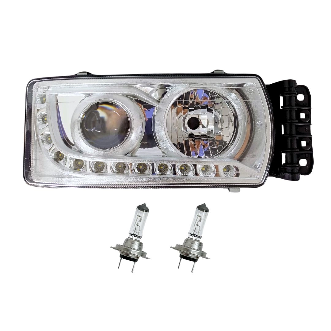 Farol Para Iveco Stralis Hi-way Cromado Led Com Chicote LD Farol Para Iveco Stralis Hi-way Cromado Led Com Chicote LD