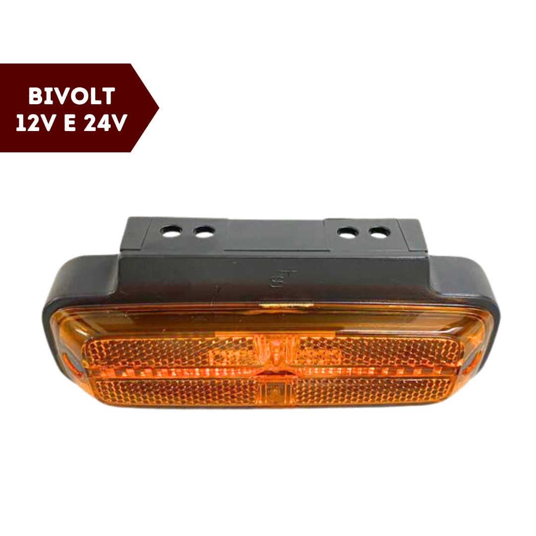 Lanterna Lateral Posição Refletor Com Suporte LED Amarela Lanterna Lateral Posição Refletor Com Suporte LED Amarela