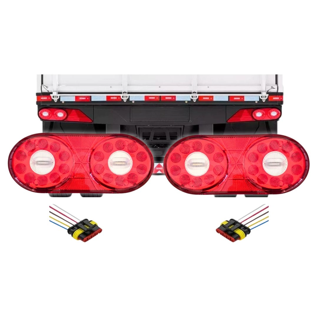 Kit Lanterna Traseira Carreta Randon Full Led 13 + Chicotes