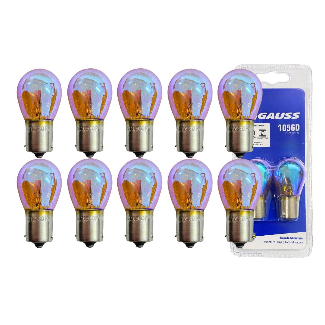 Kit 10 Lâmpadas Diadem 7507 PY21W 12V Pisca Azul Cor Âmbar