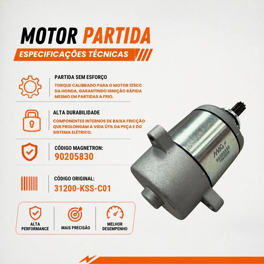 Motor de Arranque Partida 9 Dentes 12v Para Honda Biz 125 Es Ex Cbs 2011 a 2024 Magnetron 90205830 Motor de Arranque Partida 9 Dentes 12v Para Honda Biz 125 Es Ex Cbs 2011 a 2024 Magnetron 90205830