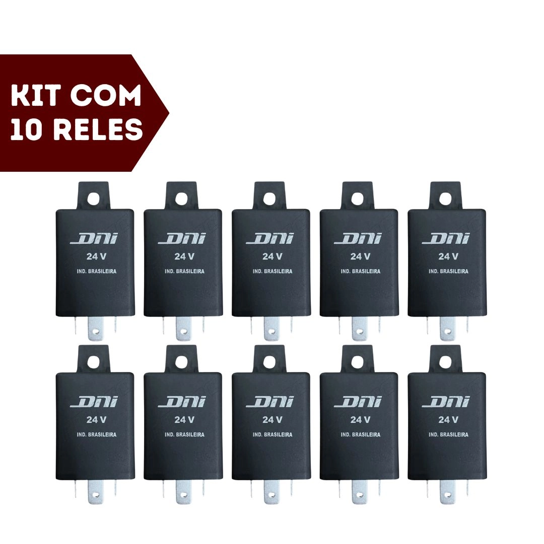 Kit 10 Rele Comando Seta Pisca Caminhão Ônibus 24V 500W Kit 10 Rele Comando Seta Pisca Caminhão Ônibus 24V 500W