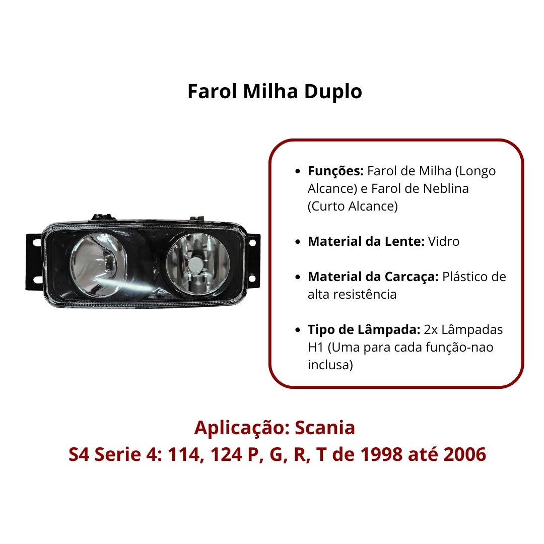 Farol Milha Duplo Para Scania S4 Série 4 Lado Esquerdo Auxiliar Duplo Longo Alcance Farol Milha Duplo Para Scania S4 Série 4 Lado Esquerdo Auxiliar Duplo Longo Alcance