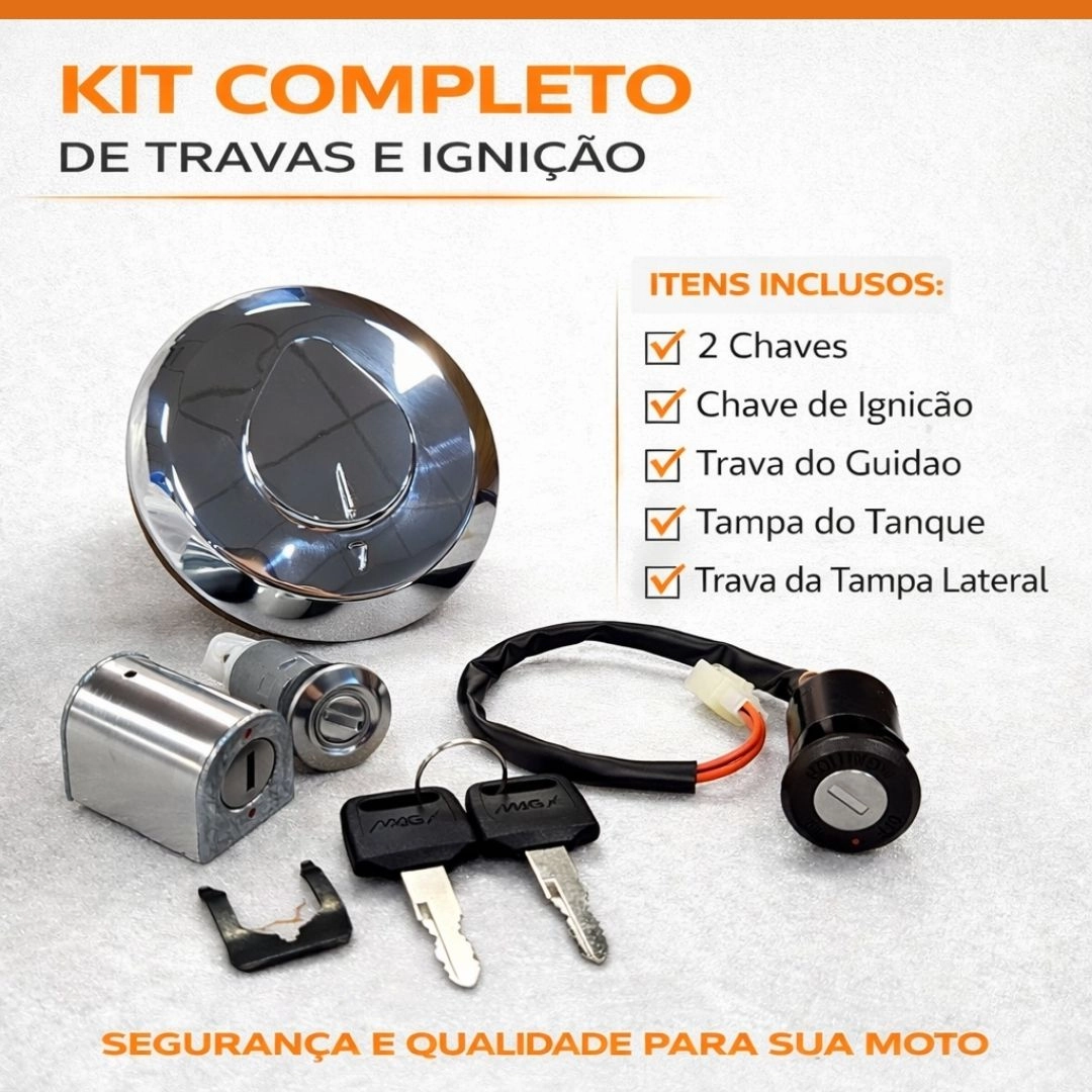 Conjunto Trava de Ignição Guidão Tanque Tampa Lateral Para Honda CG 125 Fan 2005 a 2008 90264100