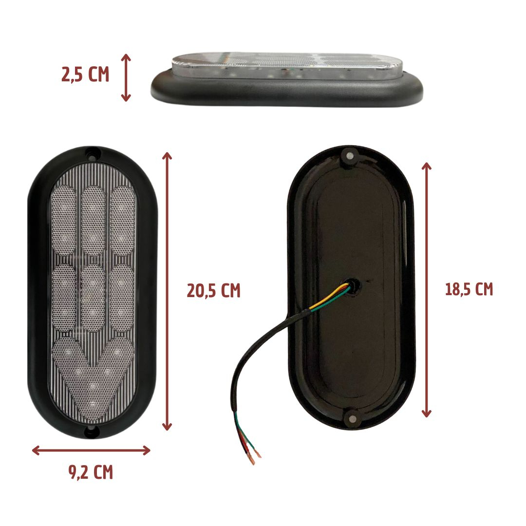 Kit Lanterna Traseira 18 LED Bivolt Cristal Com Luz de Placa Para Reboque Carretinha Universal
