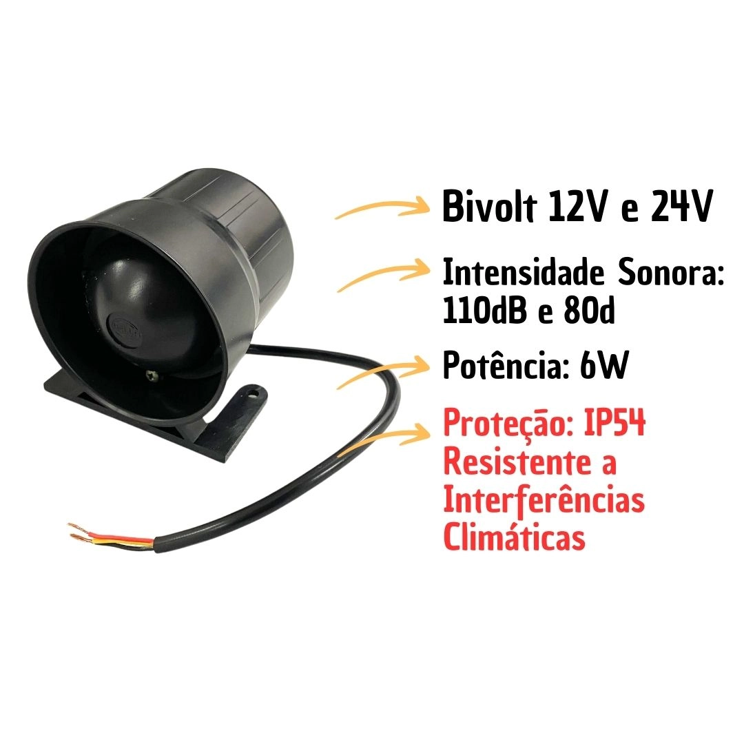 Alarme Sirene Intermitente Marcha Ré Bivolt 12v 24v Hella