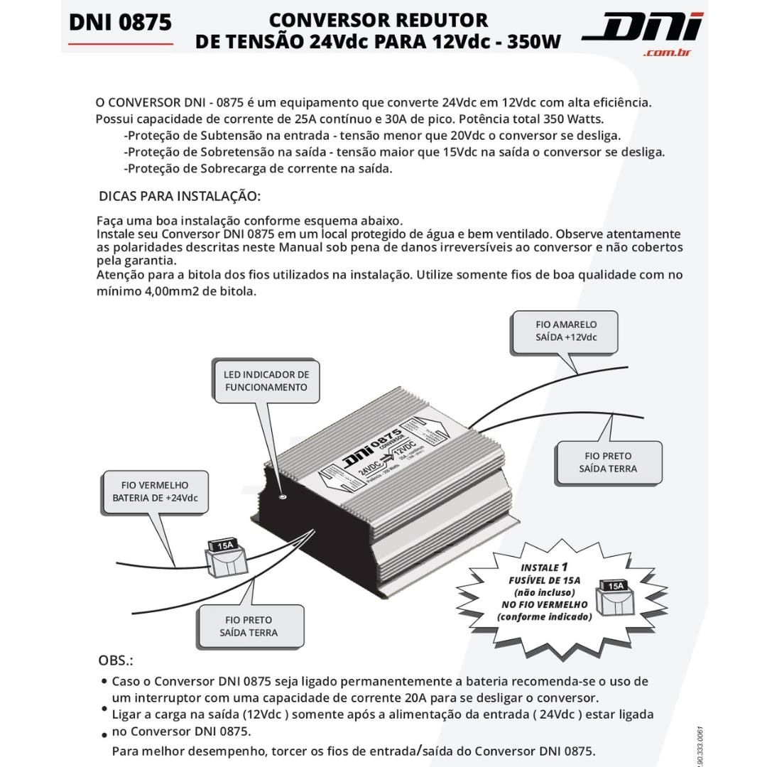 Conversor Redutor de Tensão de 24V para 12V 350W Inversor Conversor Redutor de Tensão de 24V para 12V 350W Inversor