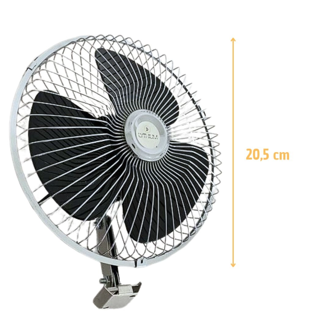 Ventilador Oscilante Automotivo 8 Polegadas Grade de Metal 24V Silencioso Com Plug Acendedor Para Cabine Caminhão Ônibus