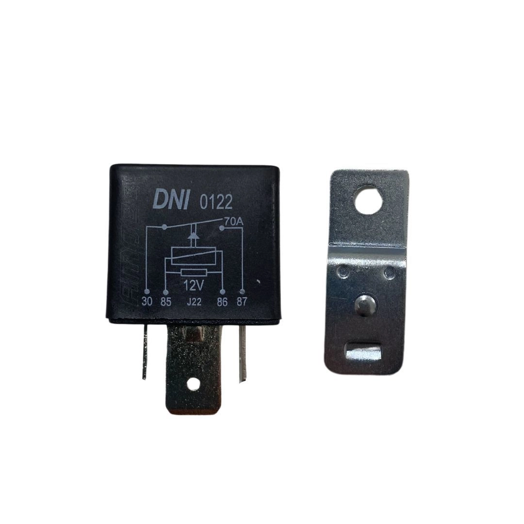 Rele Auxiliar Universal 12V 70a 4 Terminais Com Suporte DNI0122