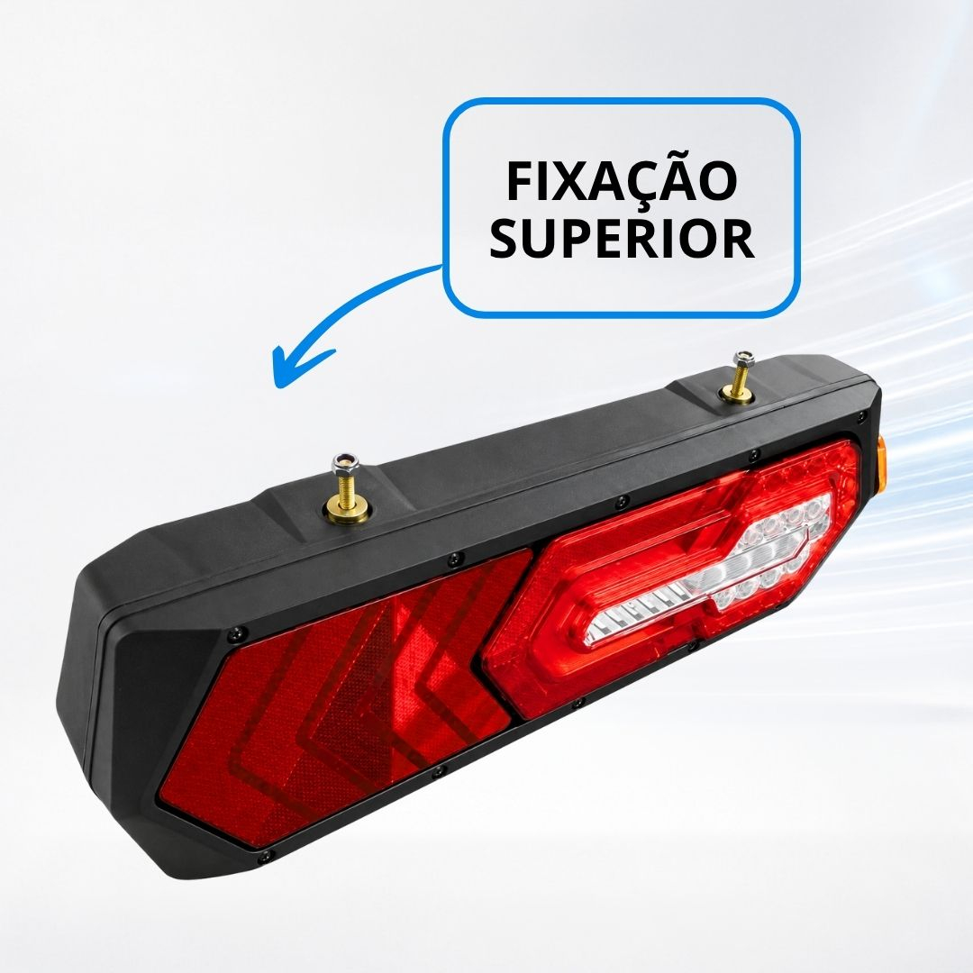 Lanterna Traseira LED Bivolt 12V 24V Com Guia de Luz Lado Direito Para Caminhões Carretas e Implementos Rodoviários