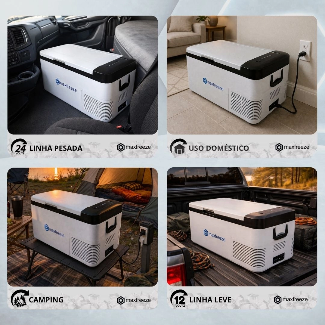 Geladeira Portátil 18L 12V/24V 110v/220v Caminhão Ônibus Van Barco Lancha Pesca Maxfreeze Geladeira Portátil 18L 12V/24V 110v/220v Caminhão Ônibus Van Barco Lancha Pesca Maxfreeze