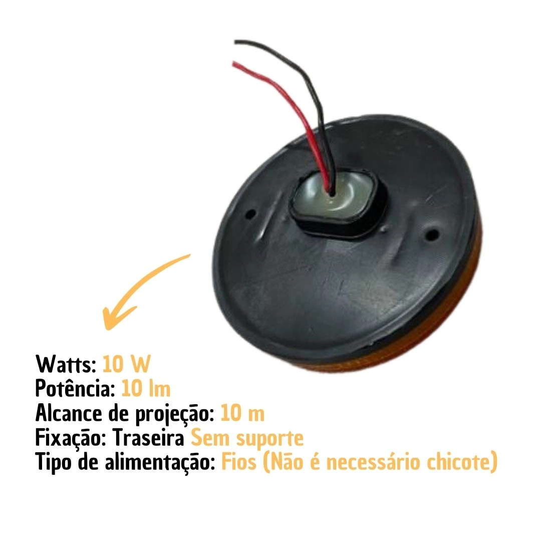 Lanterna Lateral Implemento P 65mm Sem Suporte LED Amarela Para Carreta Caminhão Trailer Reboque 