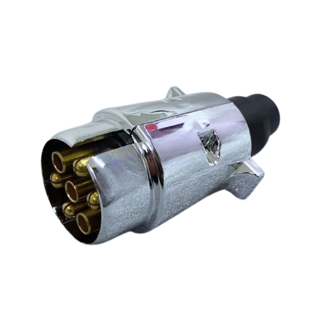 Plug Tomada Carretinha 7 P Macho Cromado Bivolt 12/24v DNI Plug Tomada Carretinha 7 P Macho Cromado Bivolt 12/24v DNI