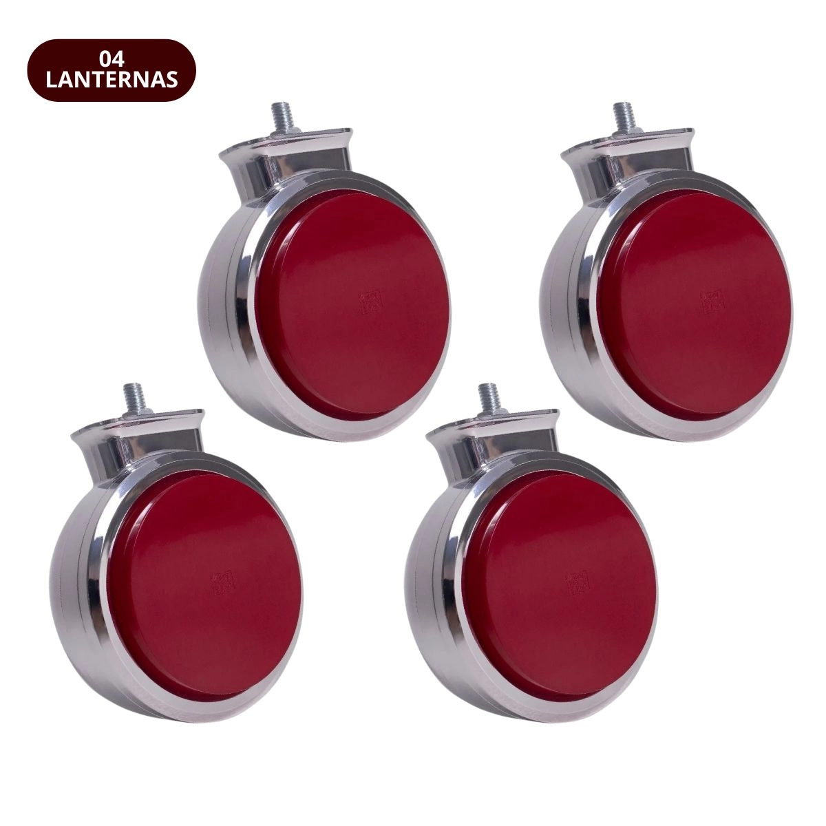 Kit 4 Lanterna Bojuda Foguinho Maria LED Cromada Vermelha Kit 4 Lanterna Bojuda Foguinho Maria LED Cromada Vermelha