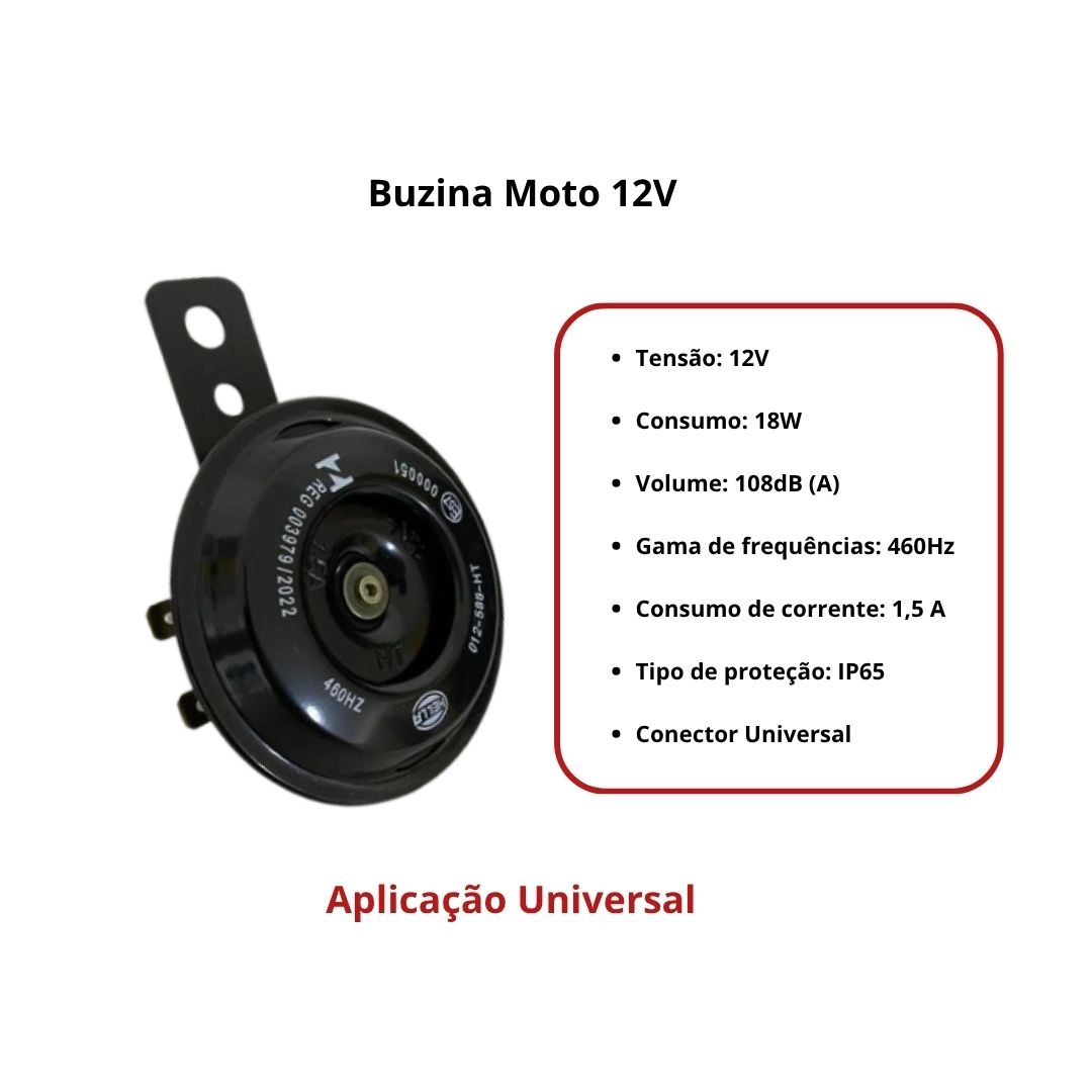 Buzina Para Motos Honda CG Fan CG Titan 125/150/160 Original Hella 12v Buzina Universal Moto Hella