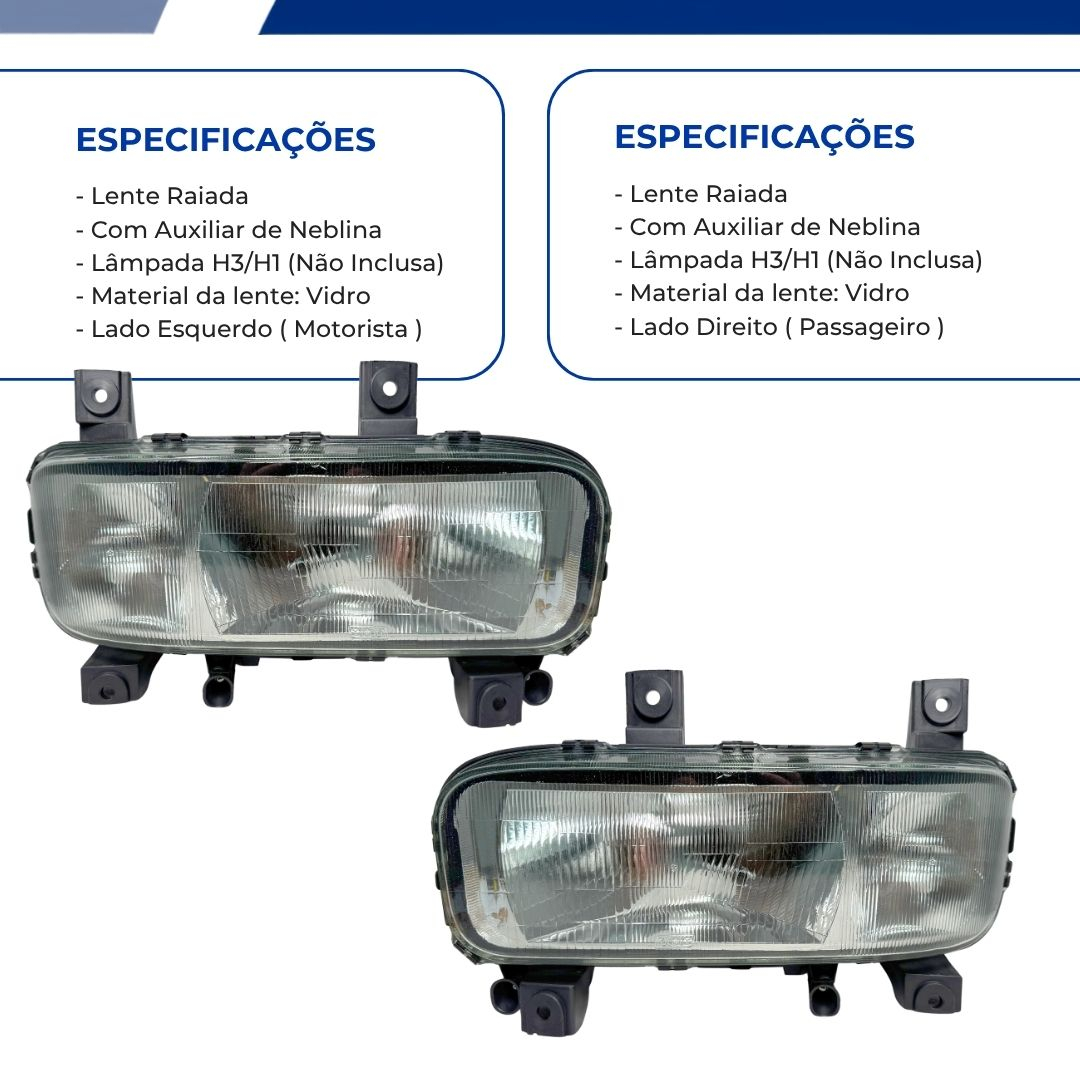 Par Farol Principal Com Auxiliar de Neblina Integrado Mercedes Benz MB Atego 1315 1418 1718 1725 2425 2428 Ano 2006 a 2011 Par Farol Principal Com Auxiliar de Neblina Integrado Mercedes Benz MB Atego 1315 1418 1718 1725 2425 2428 Ano 2006 a 2011