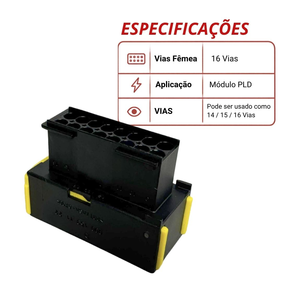 Kit Reparo Conector Chicote Módulo PLD 16 Vias Fêmea Caminhão Mercedes Benz MB 1935 1938 1944 Axor Actros Atego Atron Kit Reparo Conector Chicote Módulo PLD 16 Vias Fêmea Caminhão Mercedes Benz MB 1935 1938 1944 Axor Actros Atego Atron