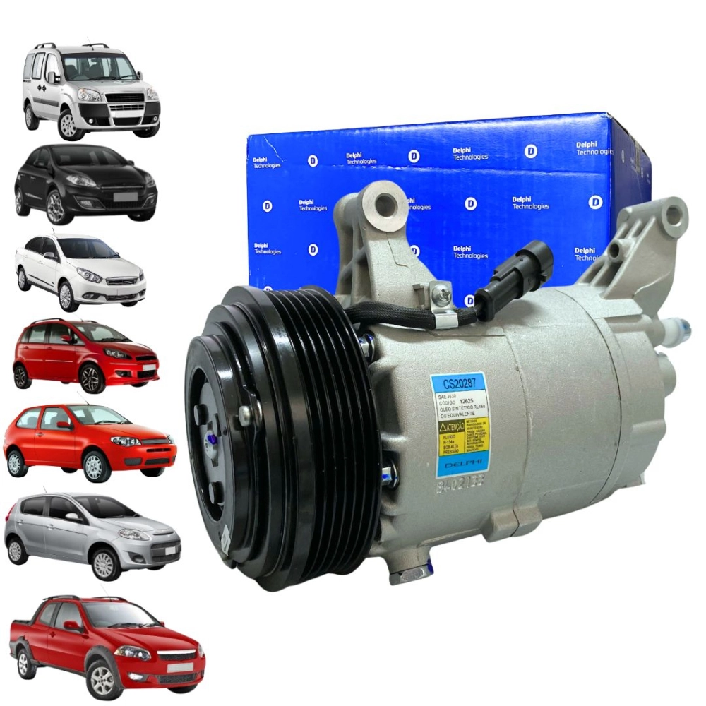 Compressor Ar Para Fiat Bravo Doblo Strada Grand Siena Idea Linea Palio Punto Siena 1.4 1.6 1.8 2011 a 2019 Delphi CS20