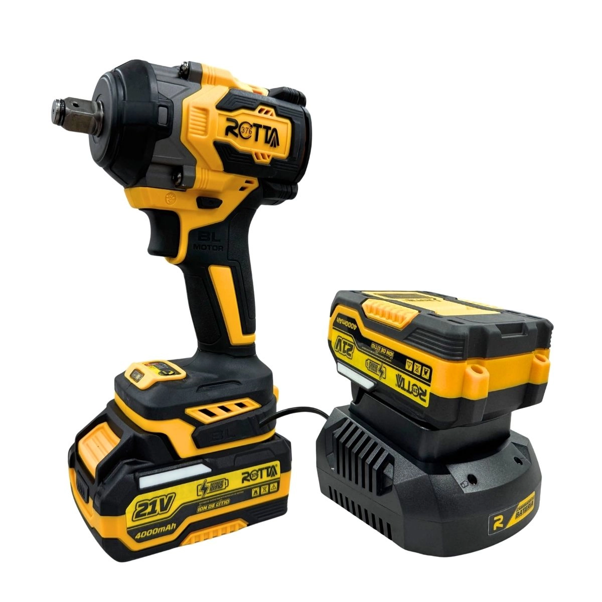 Parafusadeira Mini Chave De Impacto A Bateria 21V 1/2" 4000mAh Bivolt Motor Brushless Com Maleta