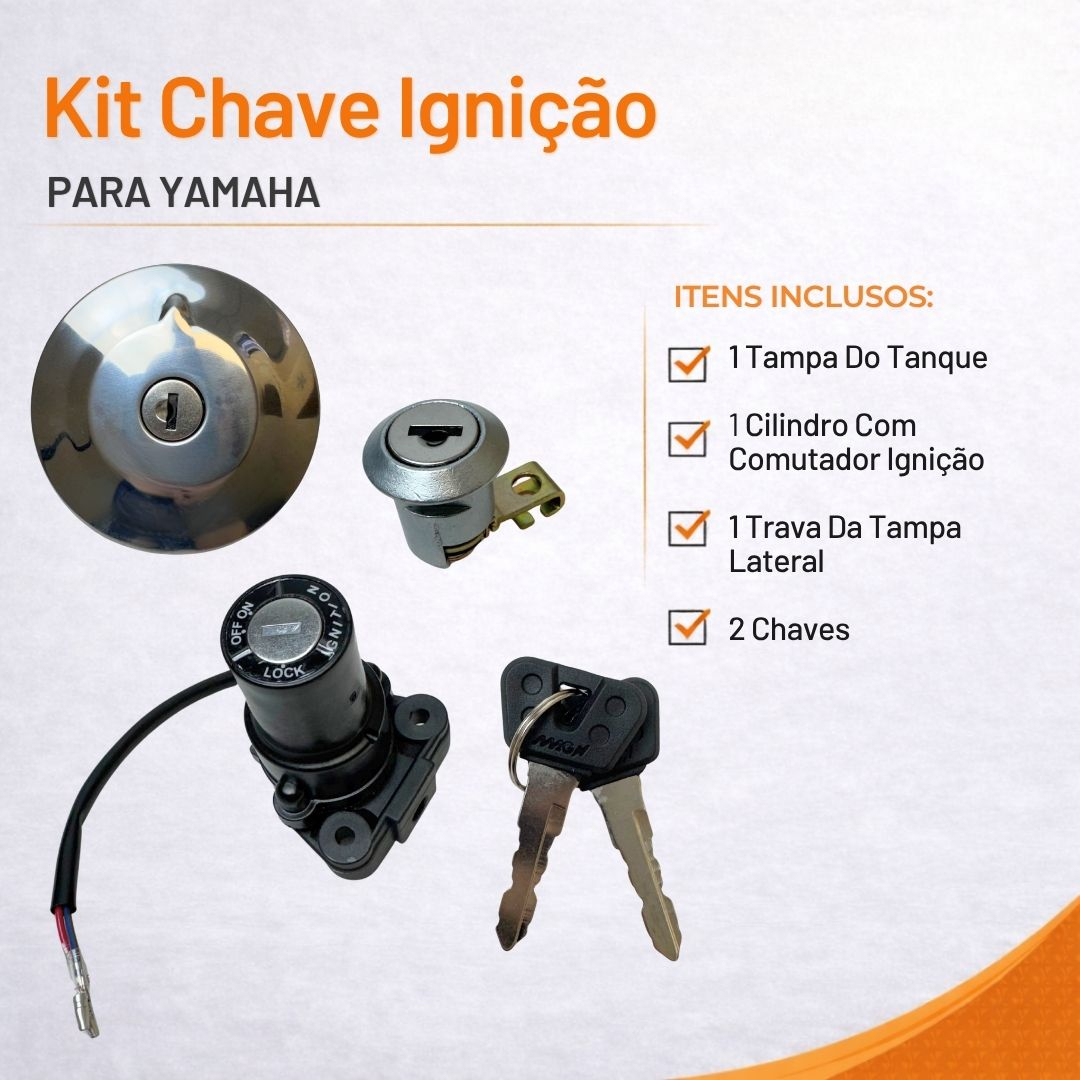 Kit Chave de Ignição Tampa de Tanque e Trava Lateral 3 Peças Para Yamaha YS 250 Fazer 2006 Magnetron Kit Chave de Ignição Tampa de Tanque e Trava Lateral 3 Peças Para Yamaha YS 250 Fazer 2006 Magnetron