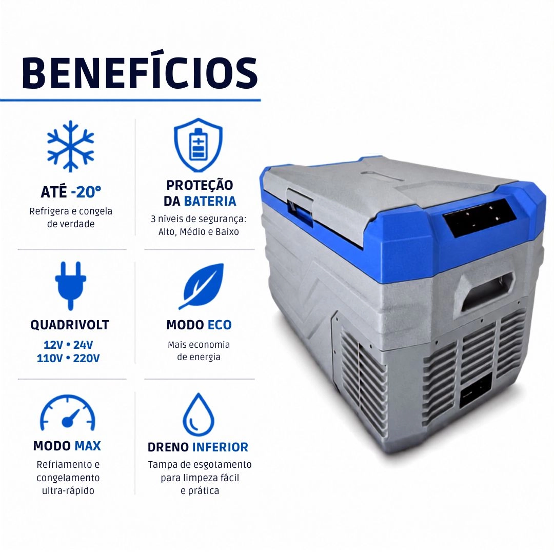 Geladeira Portátil 30 Litros 12/24V 110/220v Caminhão Carro Motor Home Ônibus Maxfreeze Geladeira Portátil 30 Litros 12/24V 110/220v Caminhão Carro Motor Home Ônibus Maxfreeze