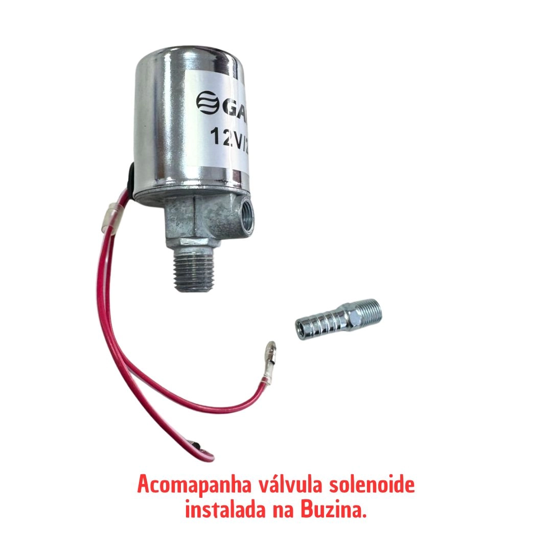 Buzina Corneta Ar Eletropneumática 12/24v Universal Para Axor Atego Scania S4 S5 S6 Gauss GB1095