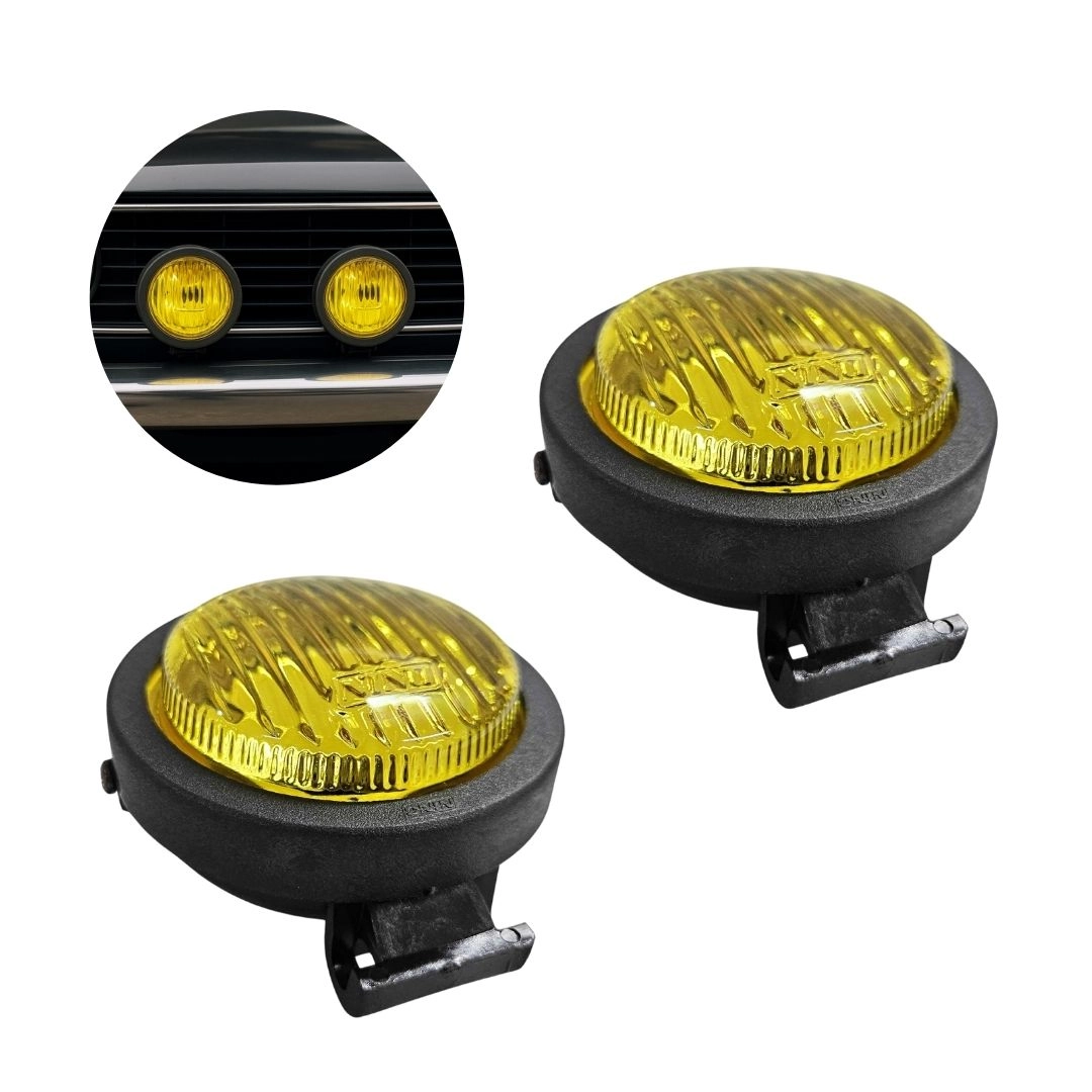 Par Farol Auxiliar Universal Sun Ray 85mm Vidro Amarelo