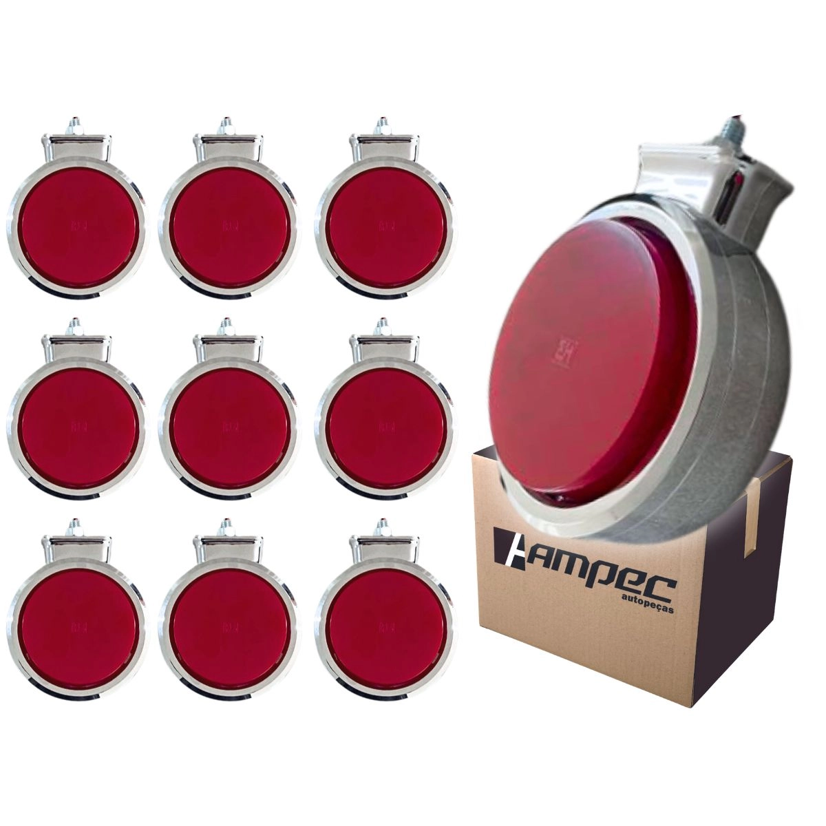 Kit 10 Lanterna Bojuda Foguinho Maria LED Cromada Vermelha