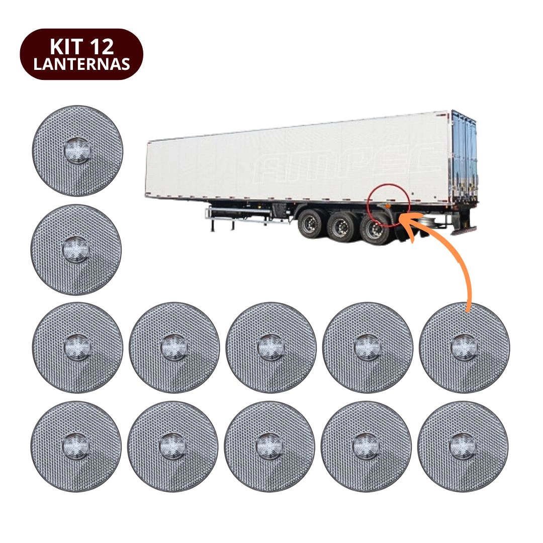 Kit 12 Lanternas Lateral Led Caminhão Carreta Sem Suporte Cristal G Kit 12 Lanternas Lateral Led Caminhão Carreta Sem Suporte Cristal G