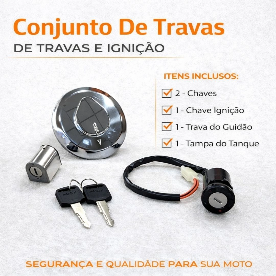 Conjunto Trava de Ignição Guidão Tanque Para Honda CG 125 Fan Es Ks CG 1250 Cargo 2009 a 2013 Magnetron 90264240