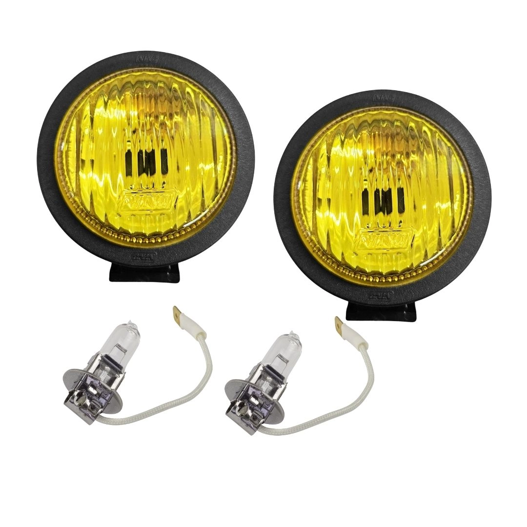 Par Farol Auxiliar Sun Ray Redondo 85mm Vidro Amarelo H3 12V