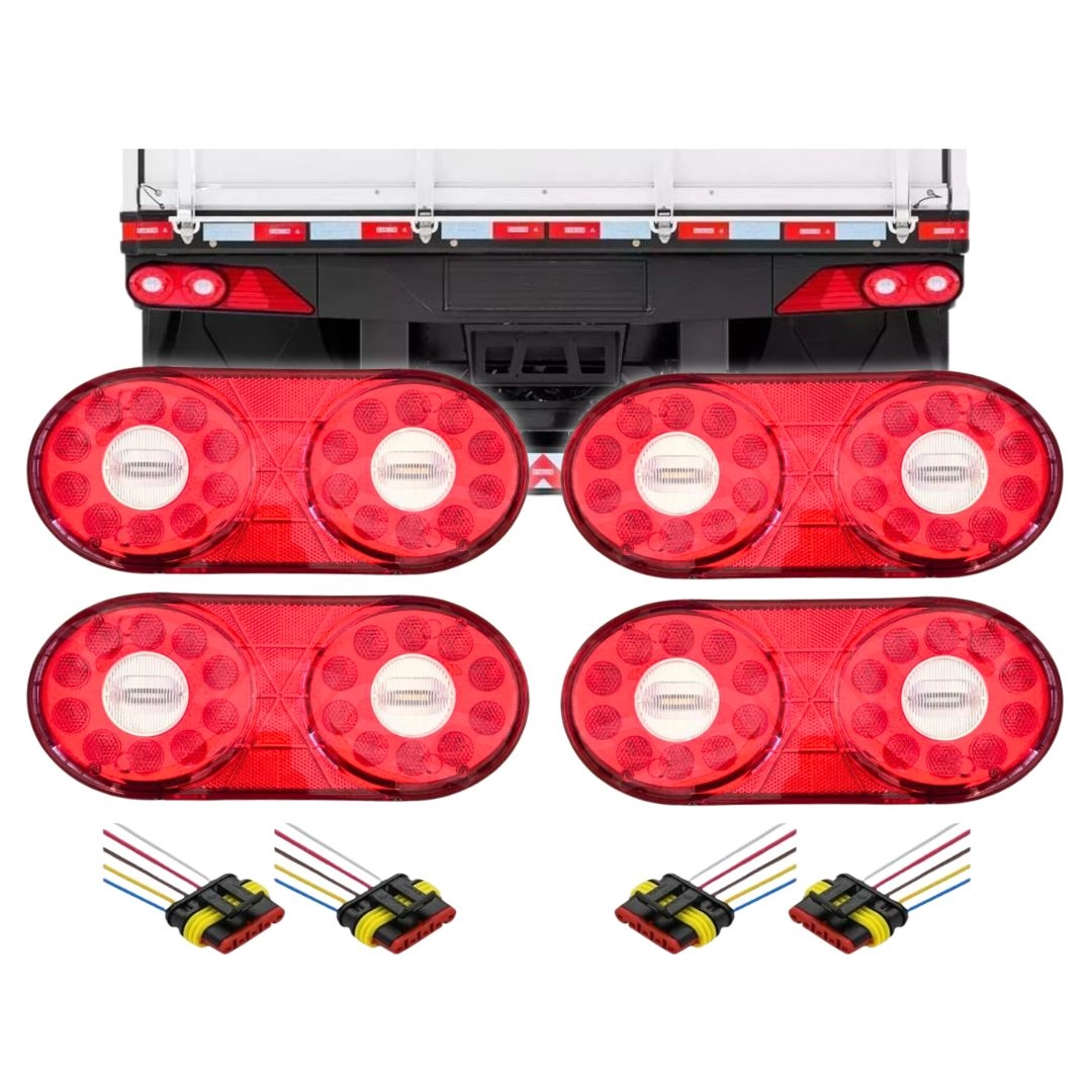 Kit 2 Pares Lanternas Carreta Randon Full Led 13 + Chicotes Kit 2 Pares Lanternas Carreta Randon Full Led 13 + Chicotes