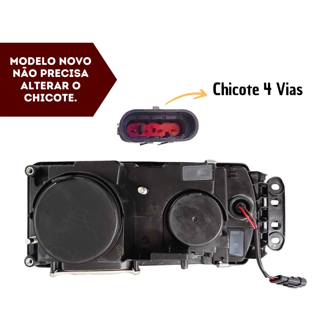 Farol Para Iveco Stralis Hi-way Cromado Led Com Chicote LD Farol Para Iveco Stralis Hi-way Cromado Led Com Chicote LD