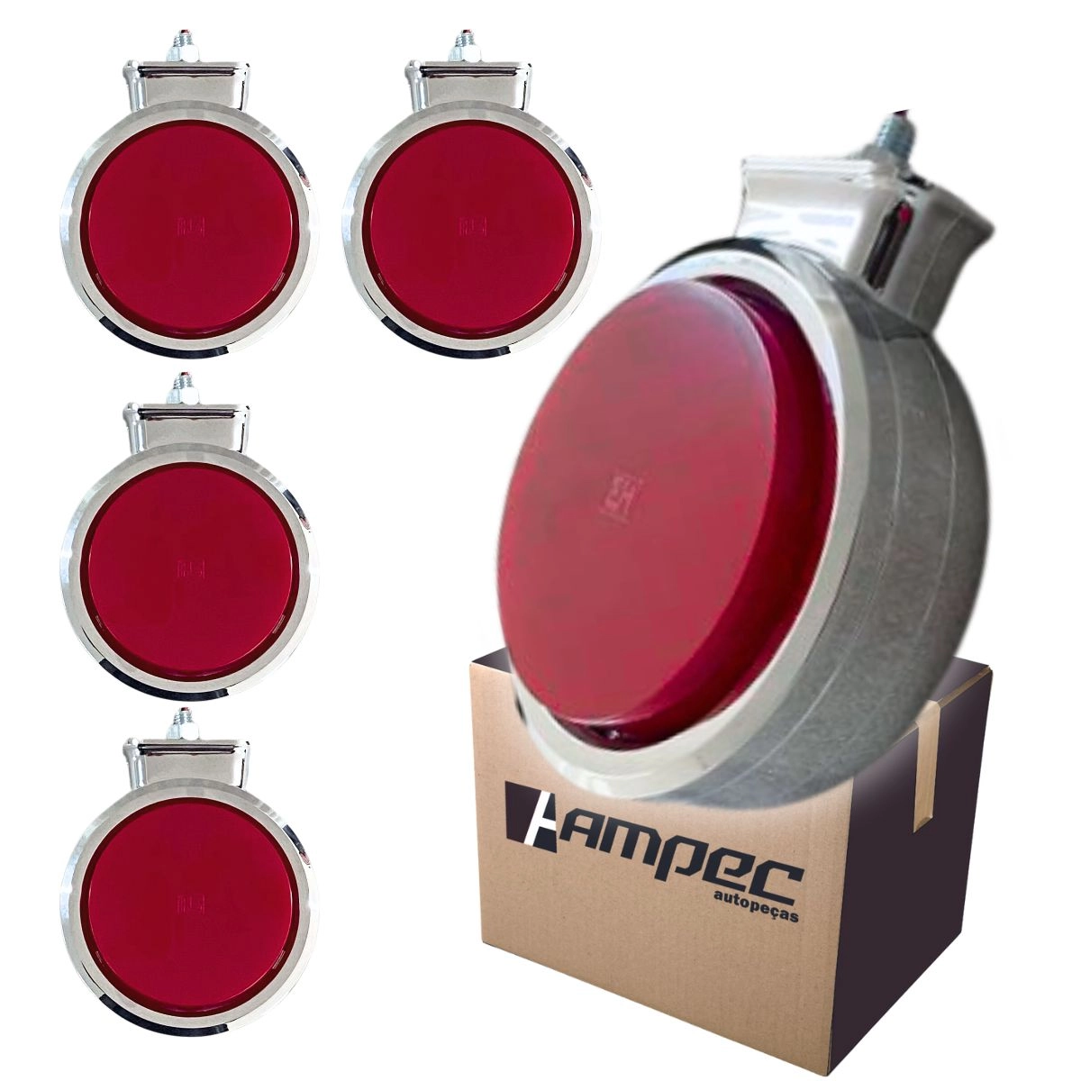 Kit 5 Lanterna Bojuda Foguinho Maria LED Cromada Vermelha Kit 5 Lanterna Bojuda Foguinho Maria LED Cromada Vermelha