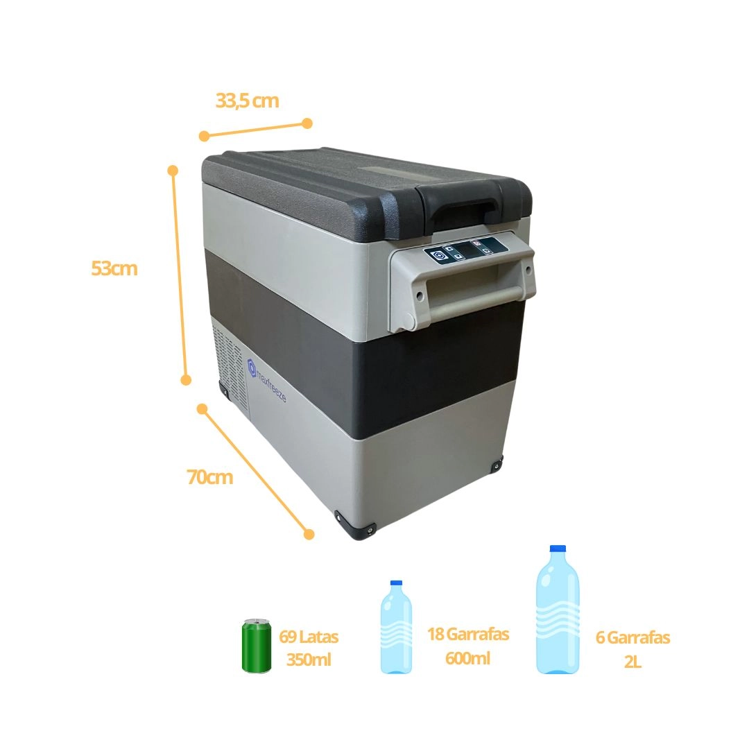 Geladeira Portátil 55L 12v/24v 110v/220v Caminhão Ônibus Van