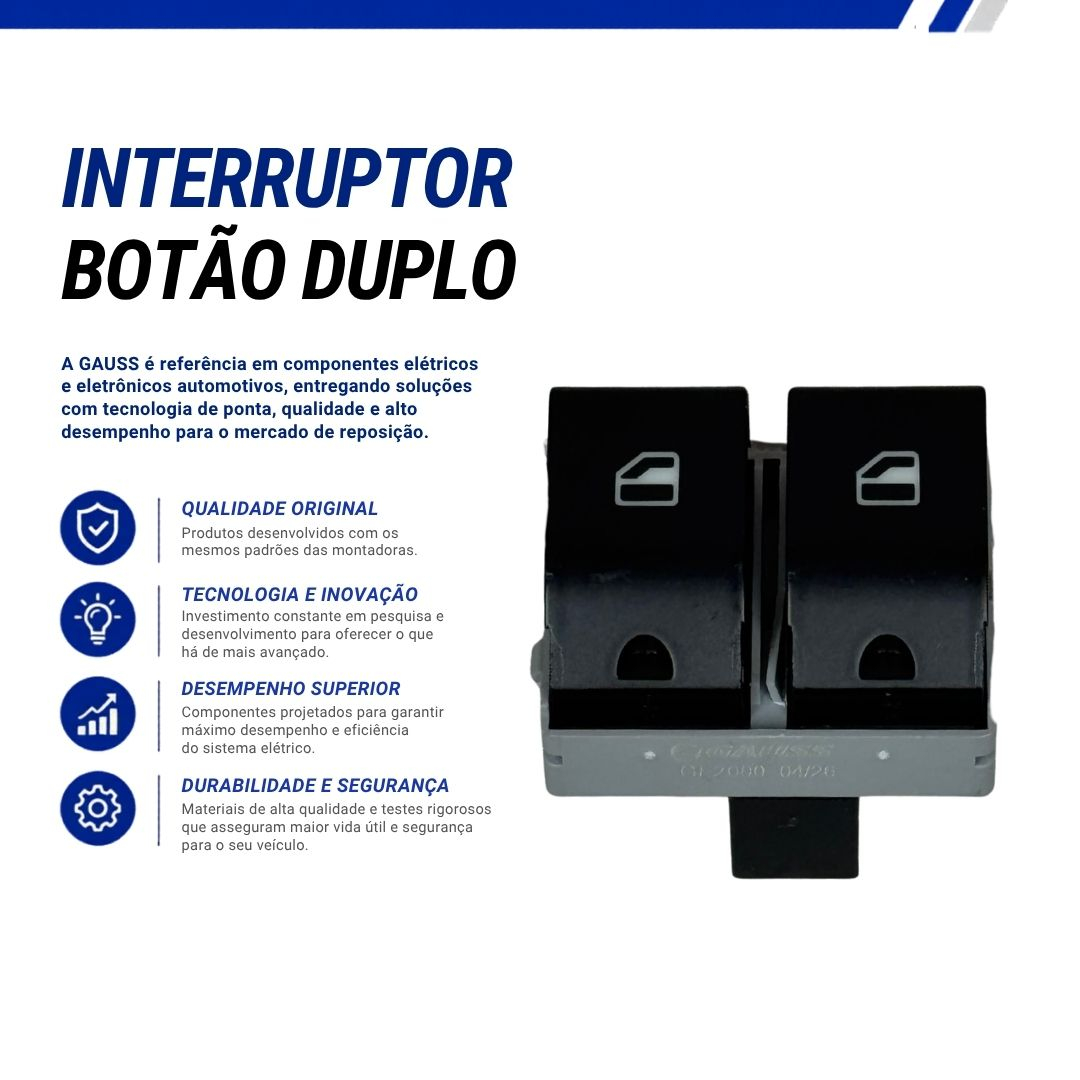Botão Duplo Interruptor Vidro Elétrico Para Volkswagen Gol G4 G5 G6 Fox Polo Parati Saveiro Botão Duplo Interruptor Vidro Elétrico Para Volkswagen Gol G4 G5 G6 Fox Polo Parati Saveiro