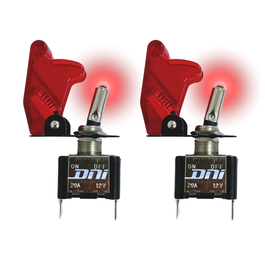 Kit 2 Chave Botão Liga Desliga 2 Posições 12v Vermelha LED
