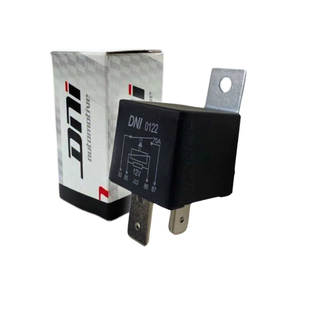 Rele Auxiliar Universal 12V 70a 4 Terminais Com Suporte DNI0122